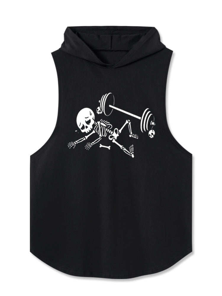 Skeleton Crushed By Barbell Hooded Tank