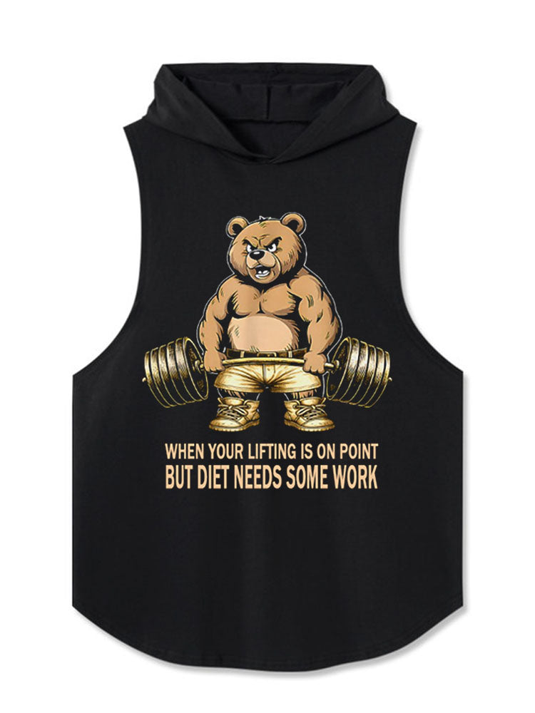 When your lifting is on point but diet needs some work Hooded Tank