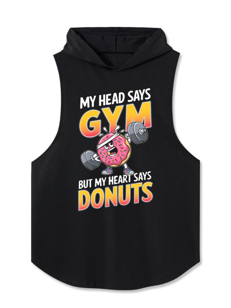 My head says gym but my heart says donuts Hooded Tank