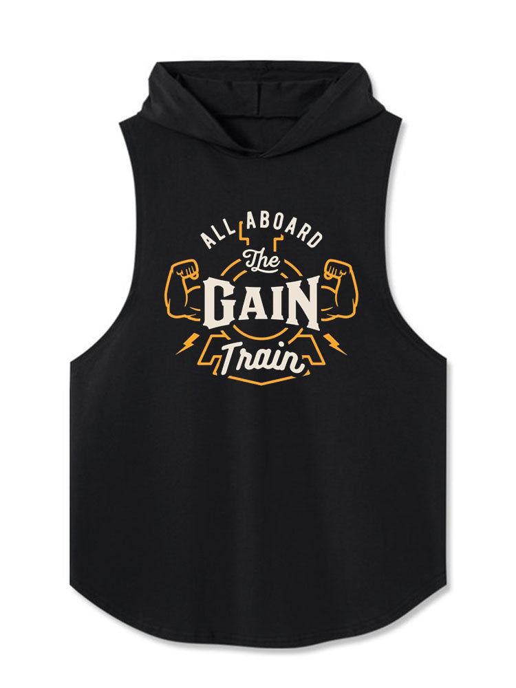 ALL ABOARD THE GAIN TRAIN Hooded Tank