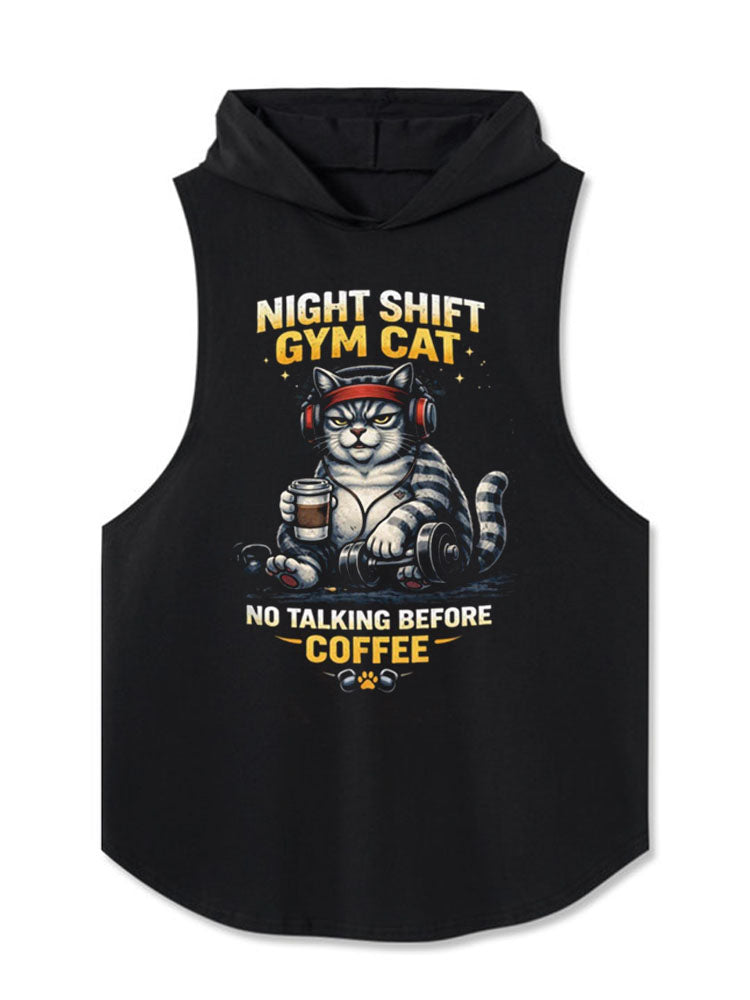 NO TALKING BEFORE COFFEE Hooded Tank