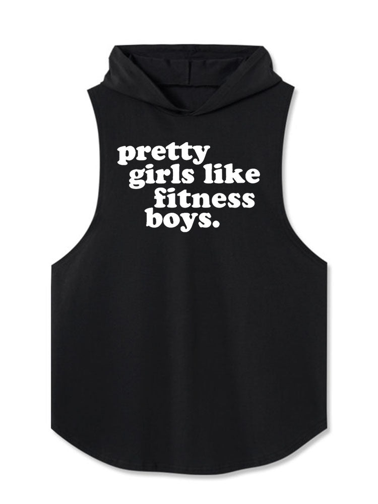 pretty girls like fitness boys Hooded Tank