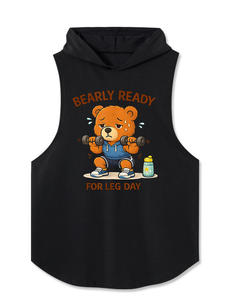 BEARLY READY FOR LEG DAY Hooded Tank