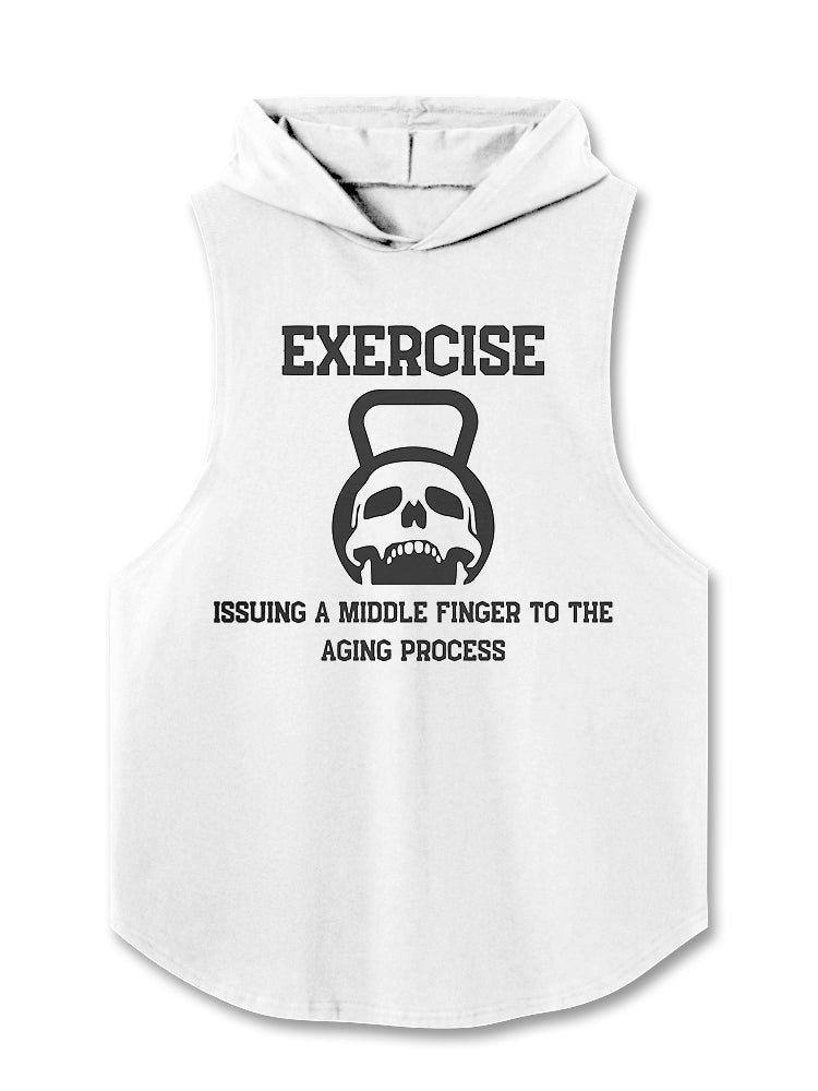 EXERCISE ISSUING A MIDDLE FINGER TO THE AGING PROCESS Hooded Tank