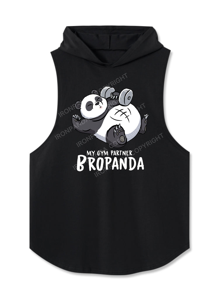 MY GYM PARTNER BROPANDA Hooded Tank