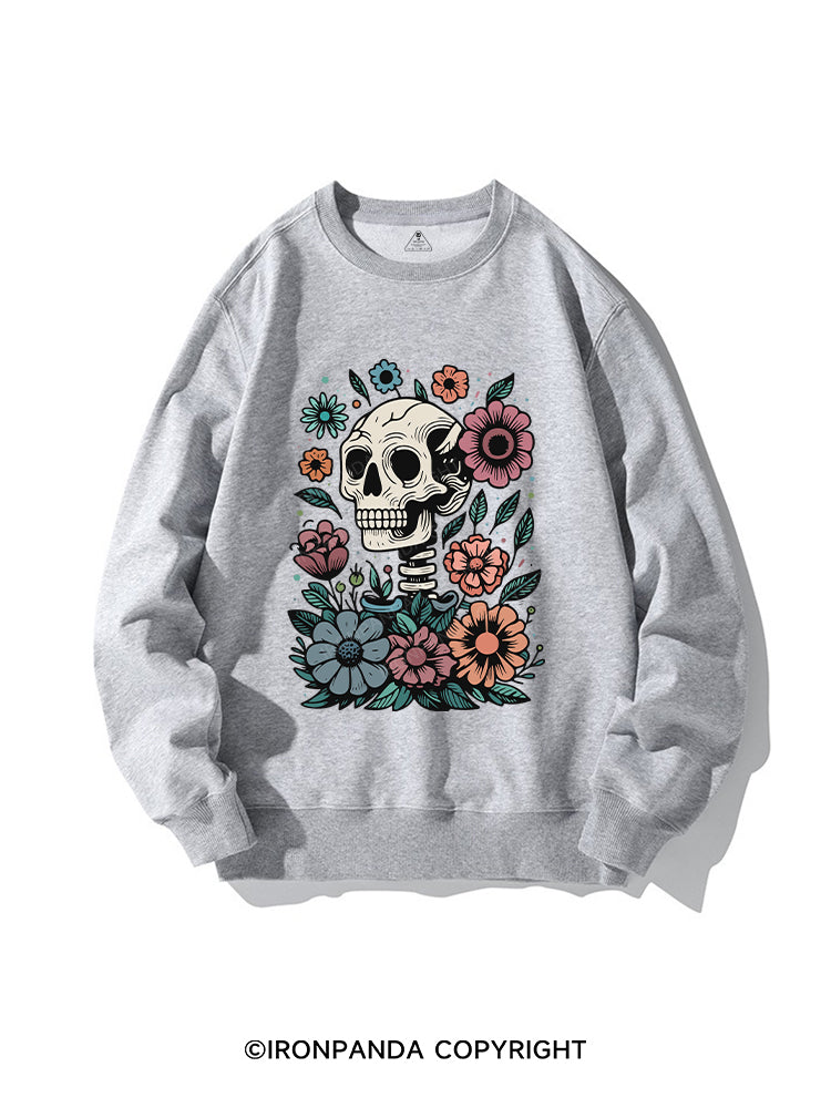 SKELETON WITH FLOWER CREWNECK Sweatshirt