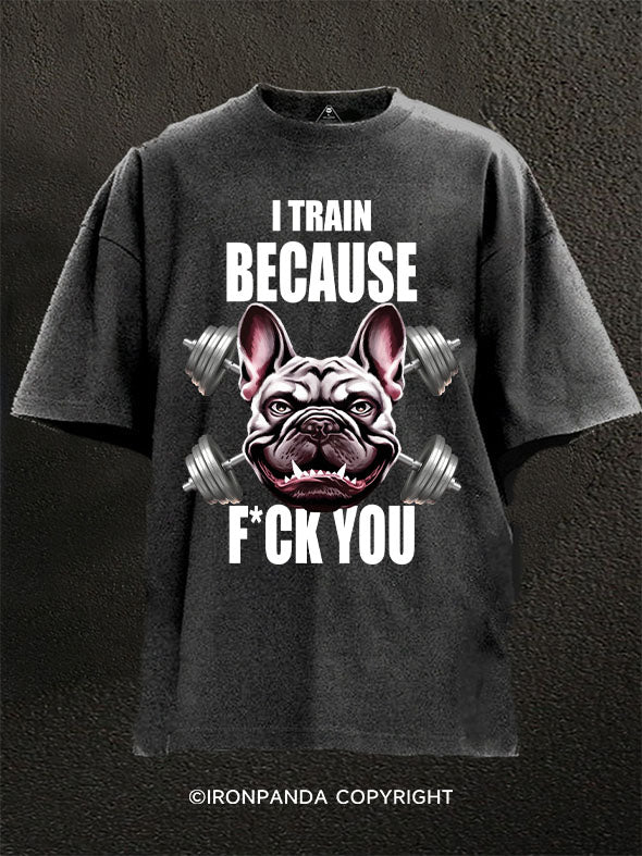 i train because fuck you Washed Gym Shirt
