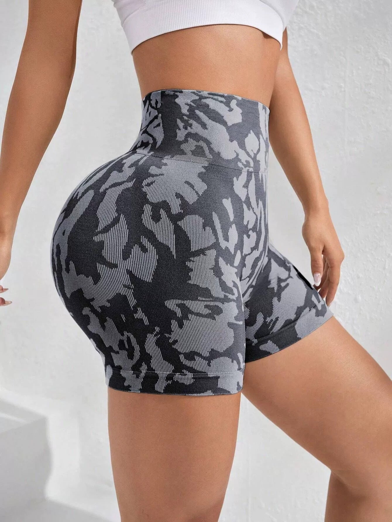 Tie-Dye High-Waist Yoga Shorts