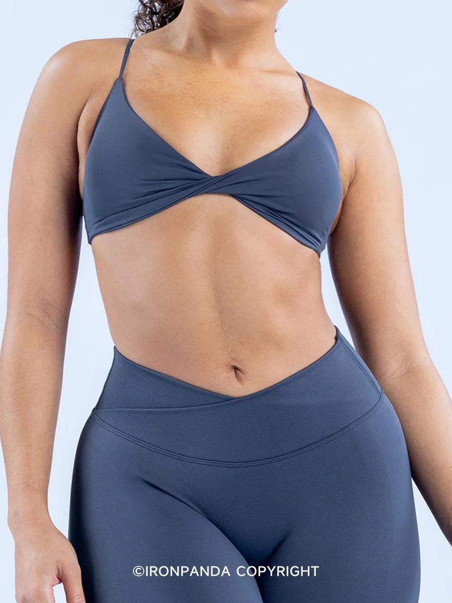 Knot-Front Quick-Dry Back-Design Sports Bra