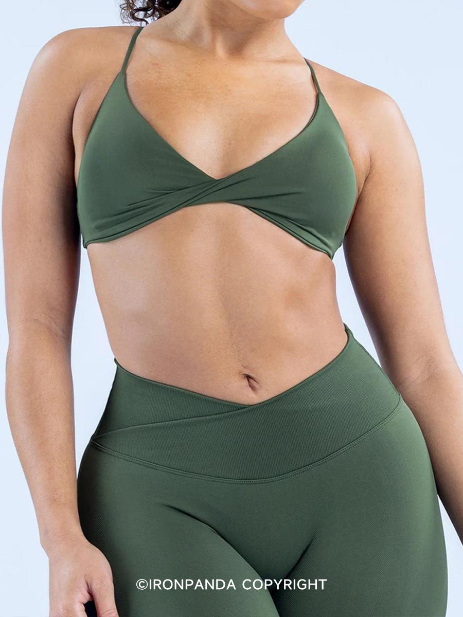 Knot-Front Quick-Dry Back-Design Sports Bra