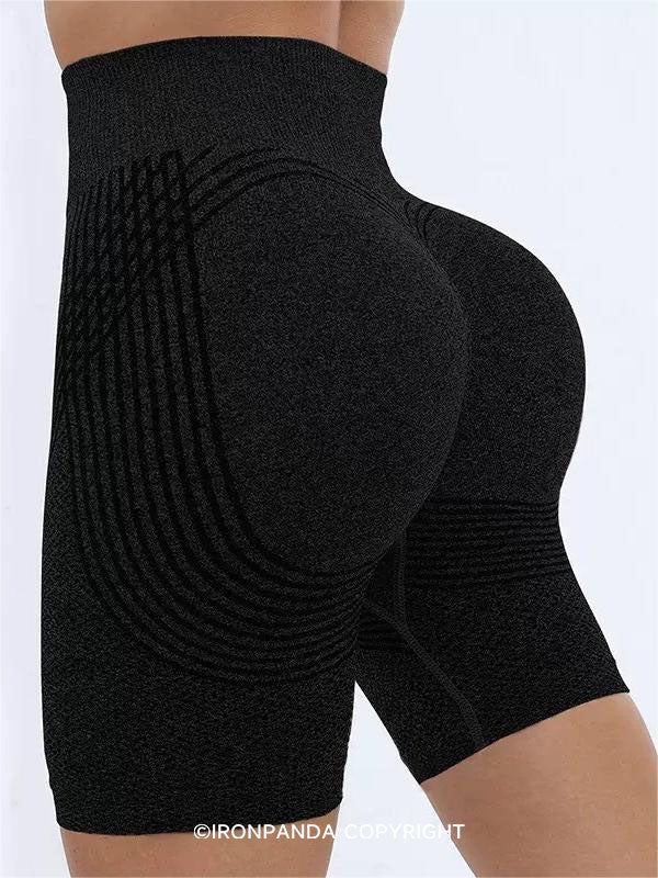 High-Waist Striped Yoga Shorts