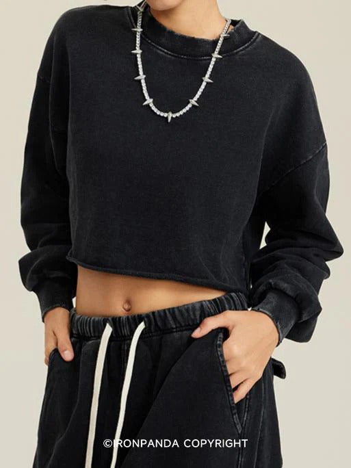Sit on his face. If he dies, he dies Washed Long-Sleeve Crop Top