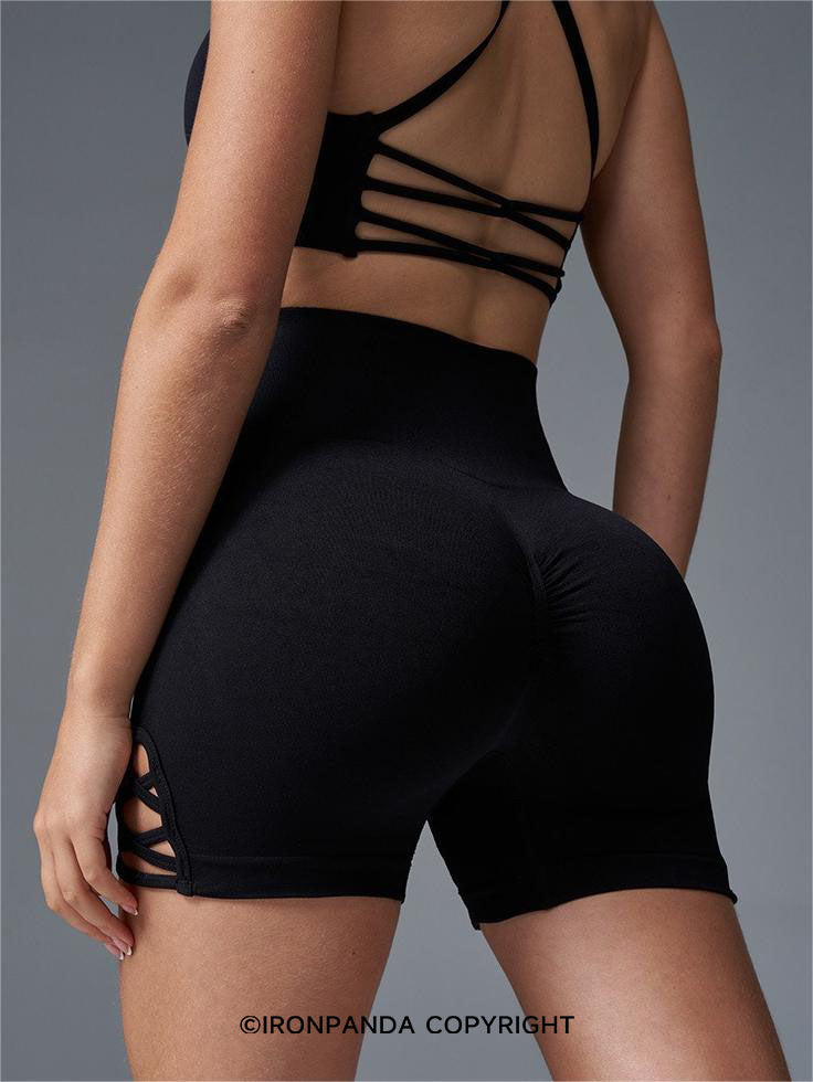 Cut-Out High-Waisted Yoga Shorts