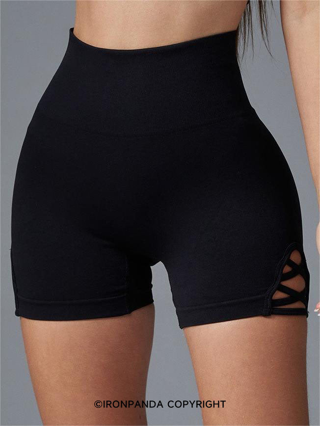 Cut-Out High-Waisted Yoga Shorts