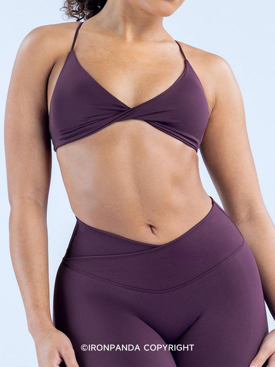 Knot-Front Quick-Dry Back-Design Sports Bra