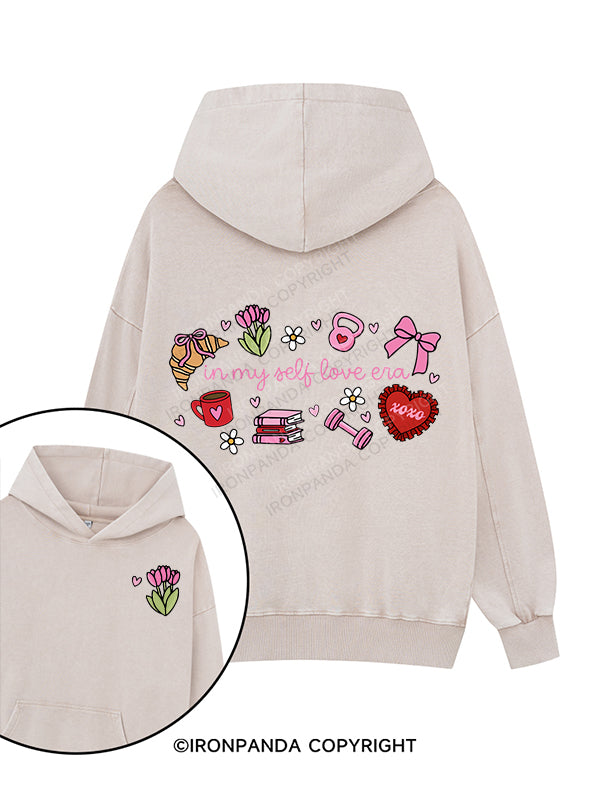 in my self love era Printed Washed Gym Hoodie