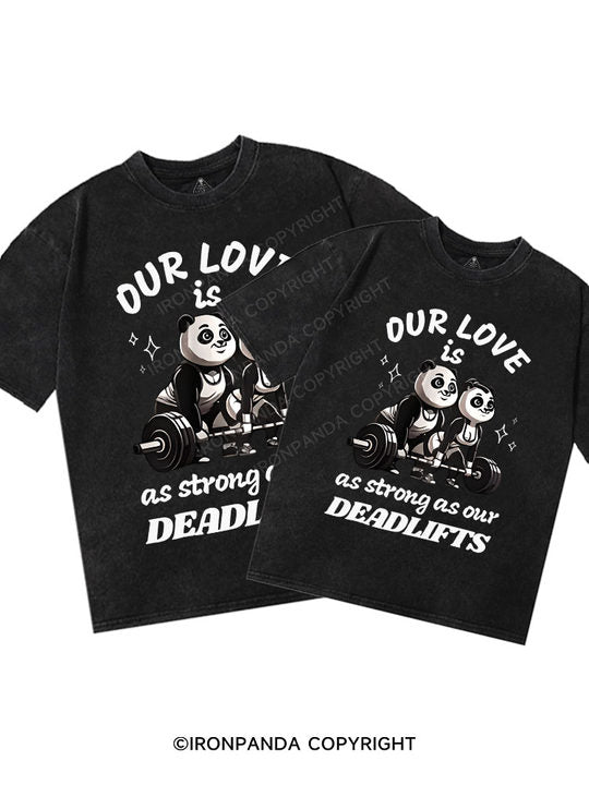 Deadlift Panda Washed Matching Couple Gym Shirt