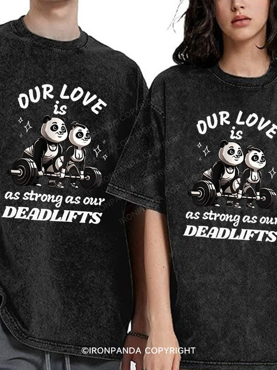 Deadlift Panda Washed Matching Couple Gym Shirt