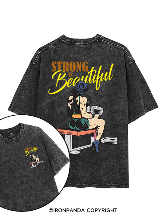 STRONG IS beautiful printed Gym Shirt