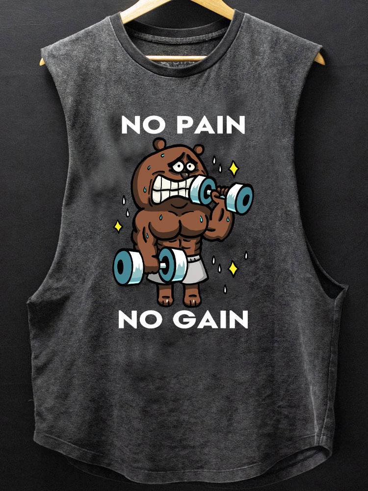 No Pain No Gain Bear SCOOP BOTTOM COTTON TANK