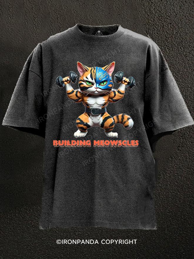 Building Meowscles Washed Gym Shirt