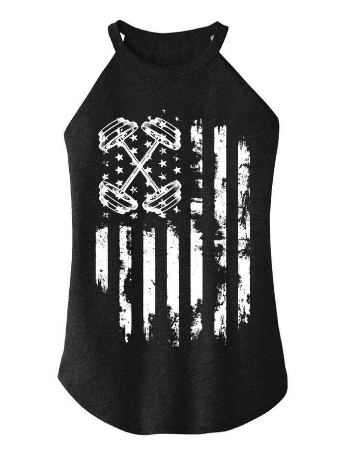 Barbell Flag TRI ROCKER COTTON TANK