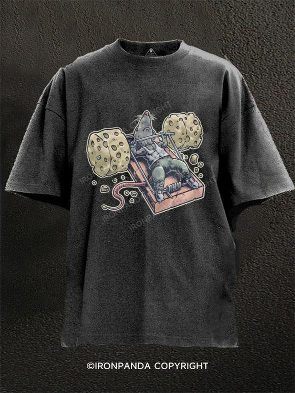 Mighty Mouse Benchpressing Washed Gym Shirt