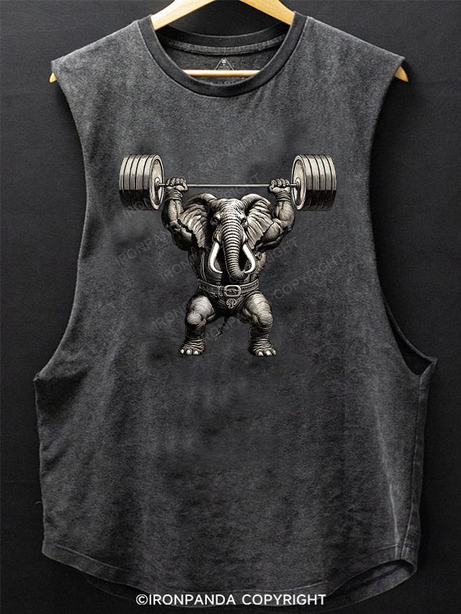 barbell Weightlifting Elephant SCOOP BOTTOM COTTON TANK