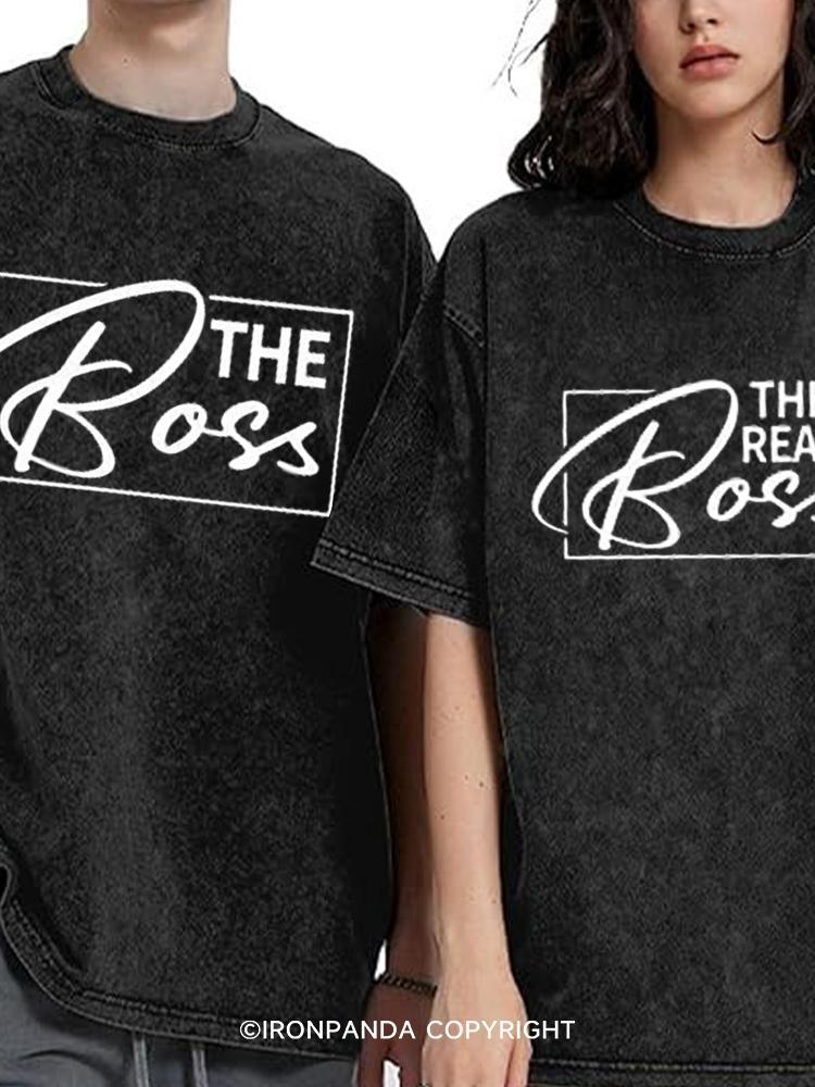 the real boss Washed Matching Couple Gym Shirt