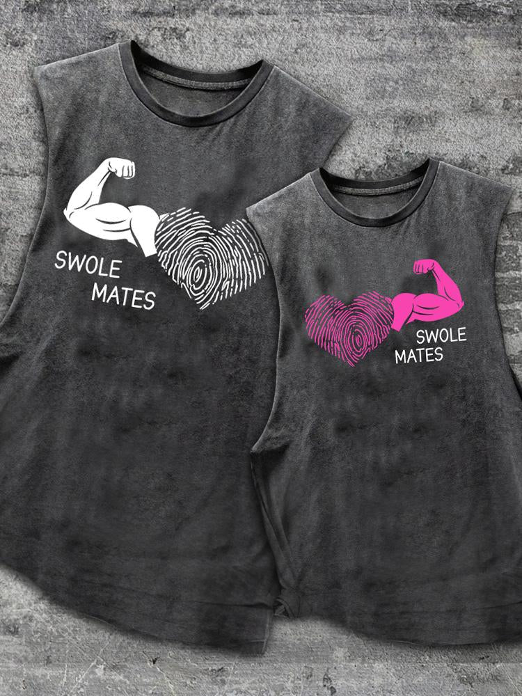 Swole Mates Scoop Bottom Cotton Matching Gym Tank