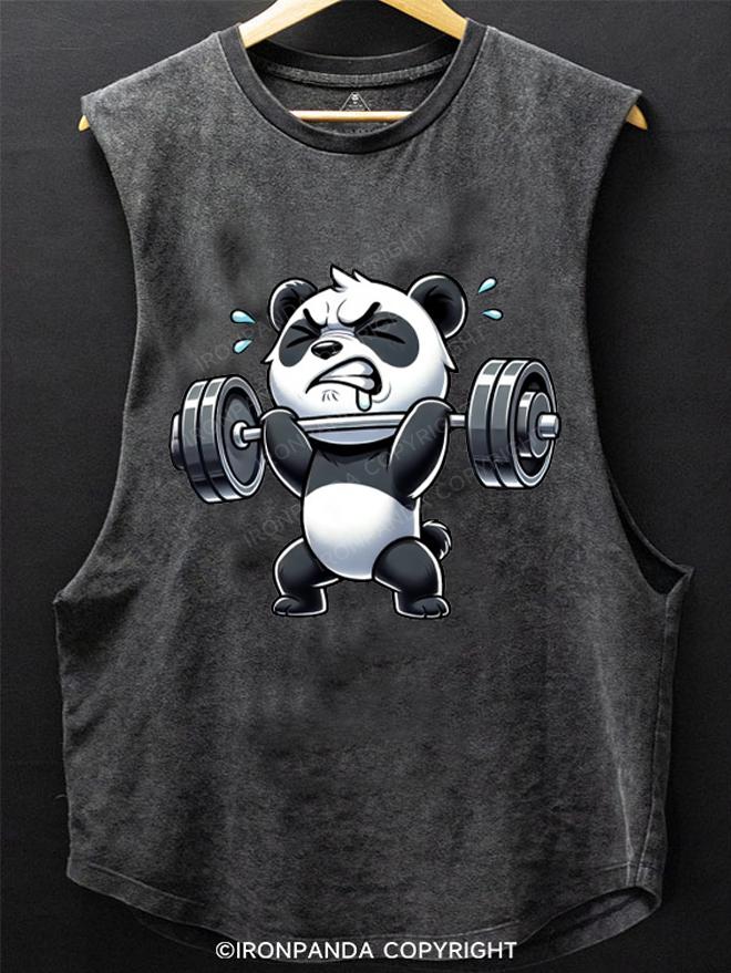 Struggling Panda Weightlifter SCOOP BOTTOM COTTON TANK