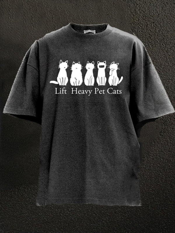 lift heavy pet cats Washed Gym Shirt