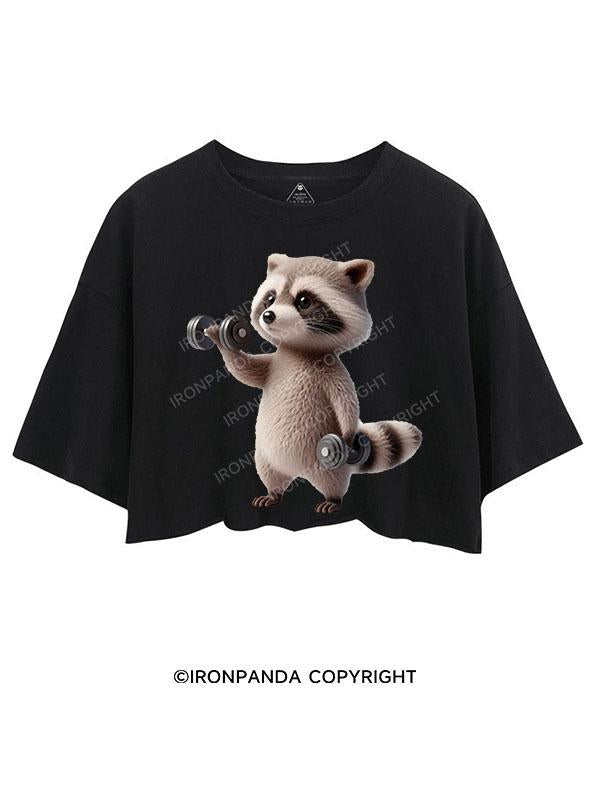 PUMPED-UP RACCOON ON THE GRIND CROP TOPS