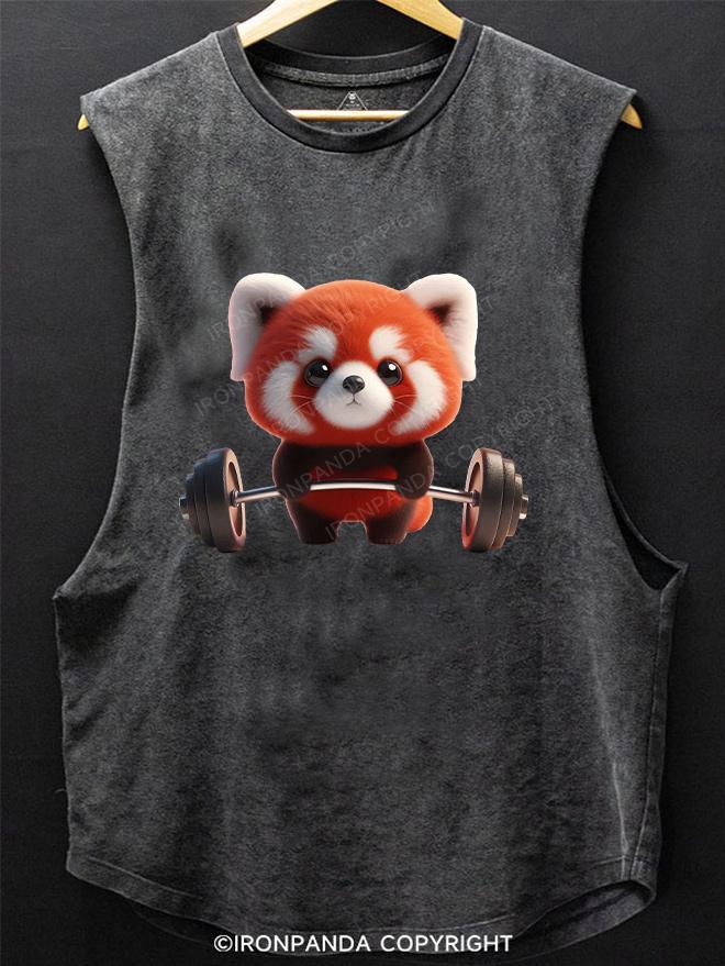 Cute panda lifting weights SCOOP BOTTOM COTTON TANK
