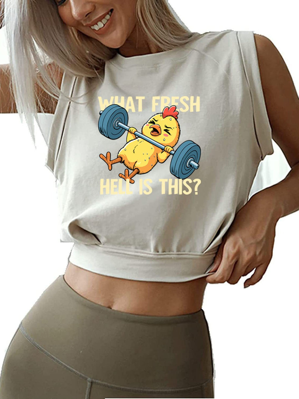 WHAT FRESH HELL IS THIS SLEEVELESS CROP TOPS