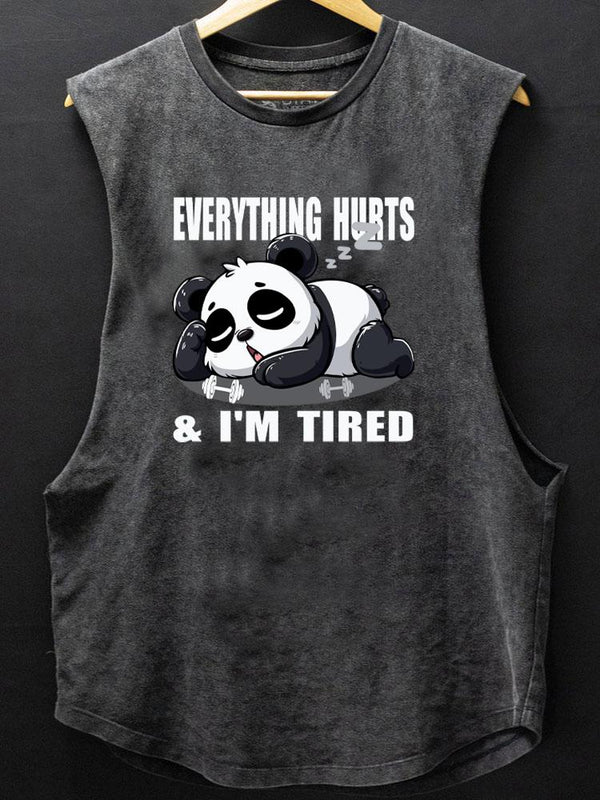 everything hurts and I'm tired sleepy panda SCOOP BOTTOM COTTON TANK