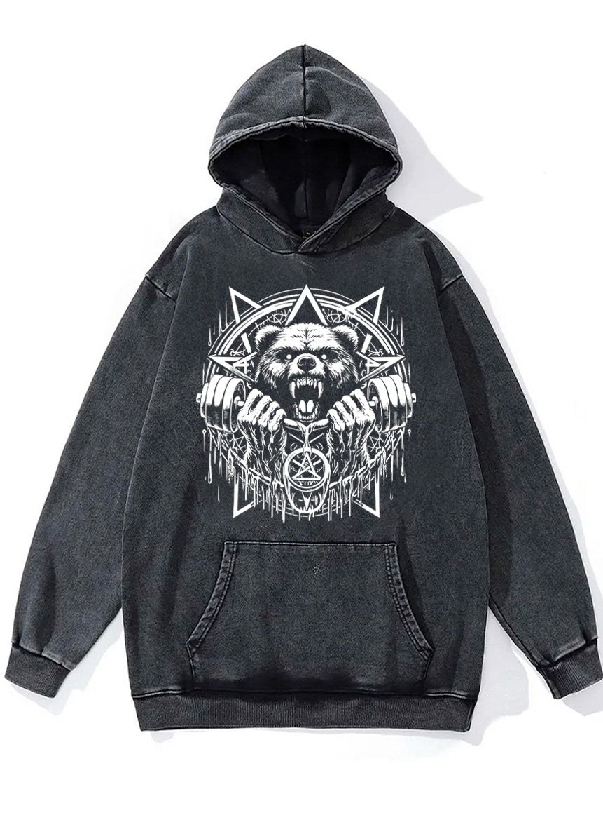 bear barbell Washed Gym Hoodie