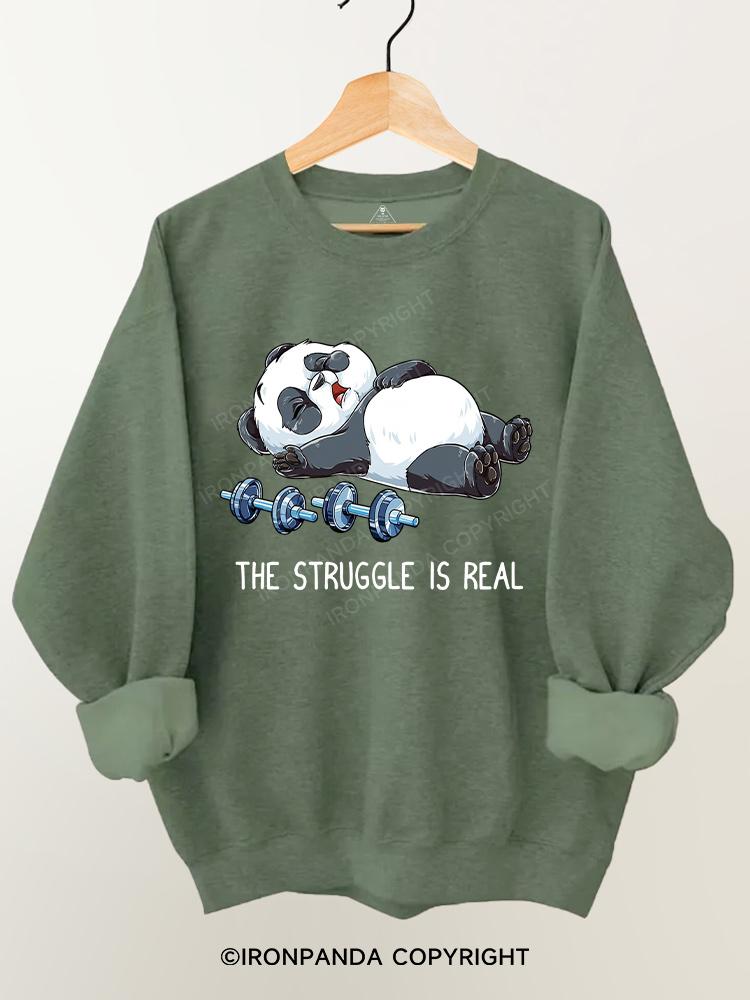 panda The Struggle Is Real  Gym Sweatshirt