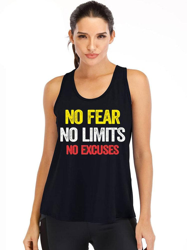 No Fear No Limits No Excuses Cotton Gym Tank