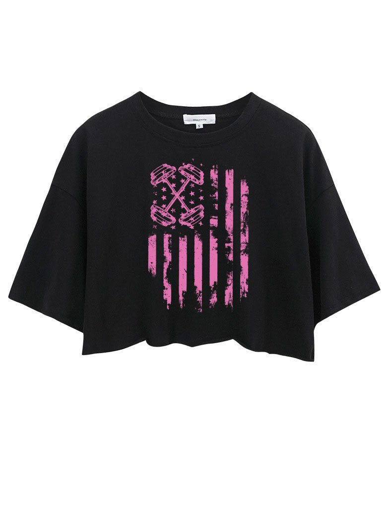 BARBELL FLAG Crop Tops