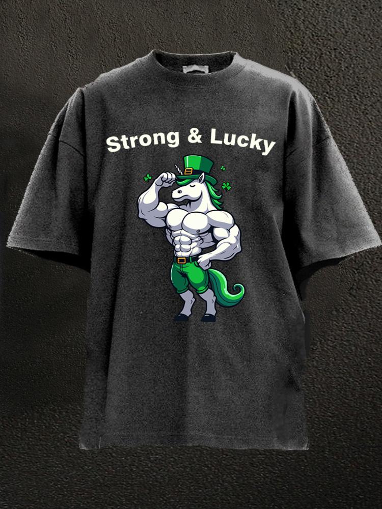 strong and lucky dodybuilder unicron Washed Gym Shirt