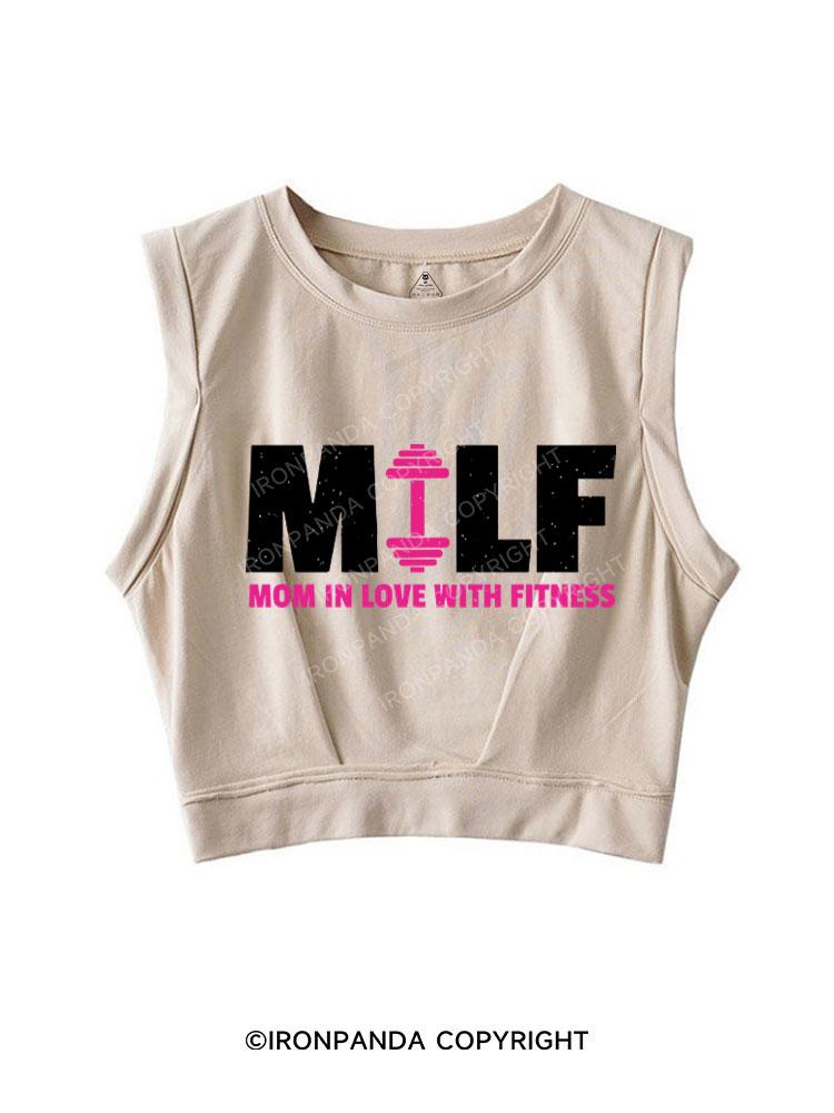 MILF MOM IN LOVE WITH FITNESS SLEEVELESS CROP TOPS