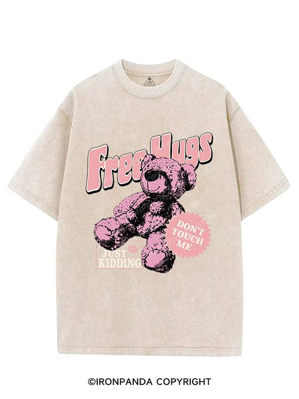 FREE HUGS JUST KIDDING DON'T TOUCH ME VINTAGE GYM SHIRT