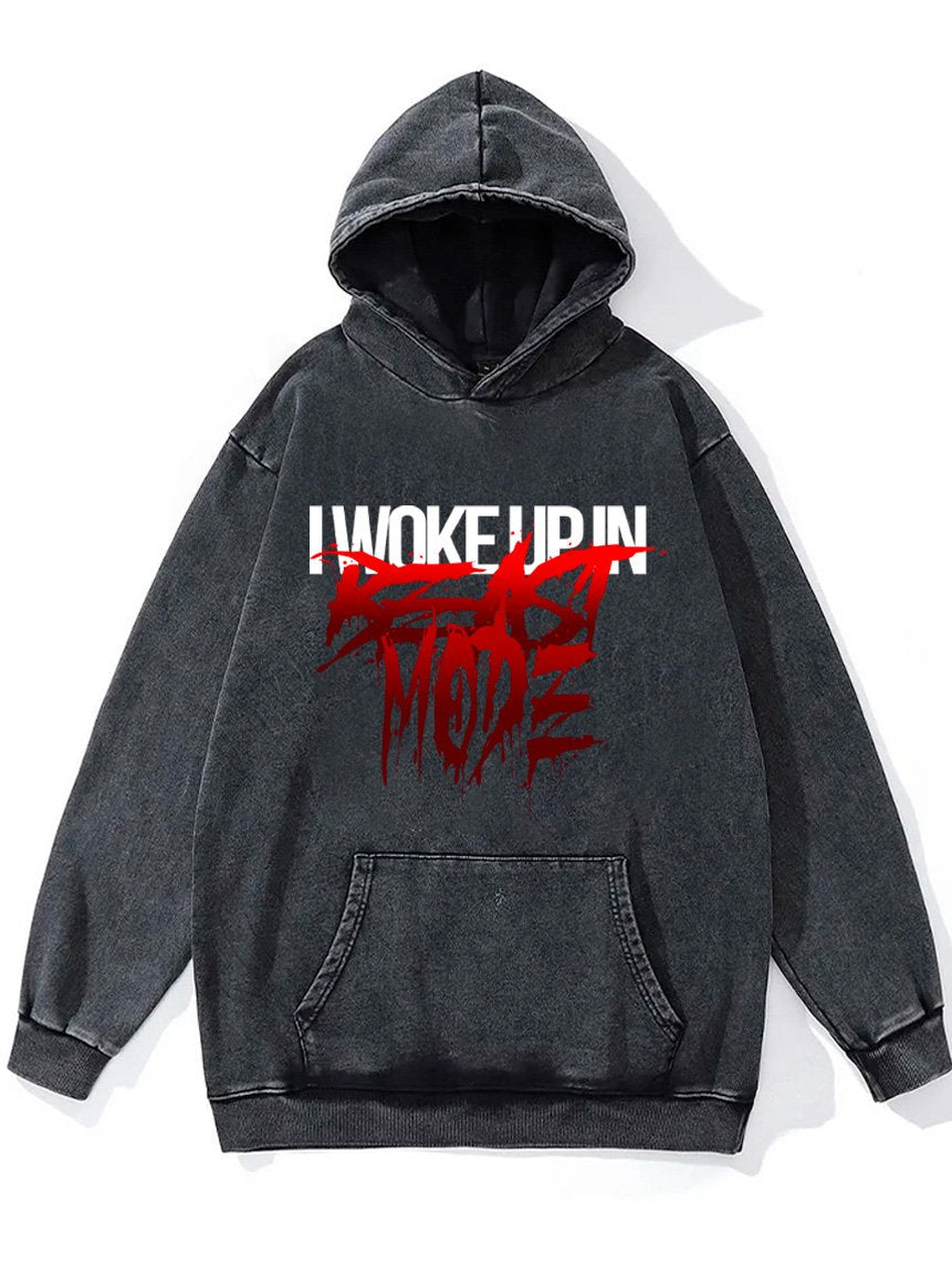 I woke up in beast mode Washed Gym Hoodie