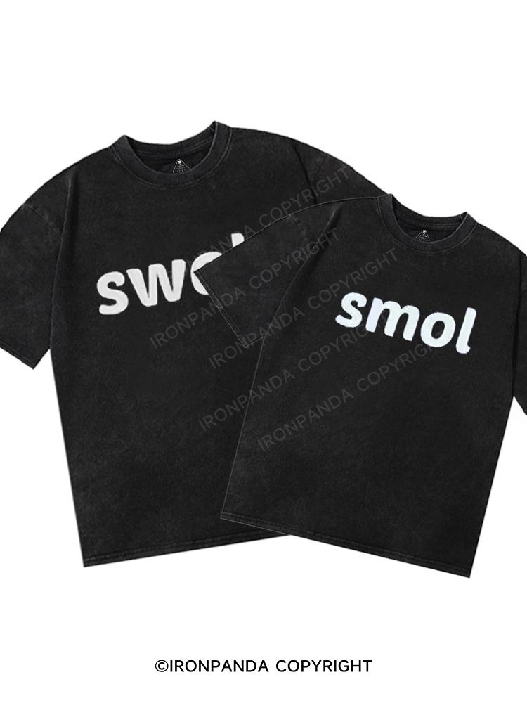 Smol Swol Washed Matching Couple Gym Shirt