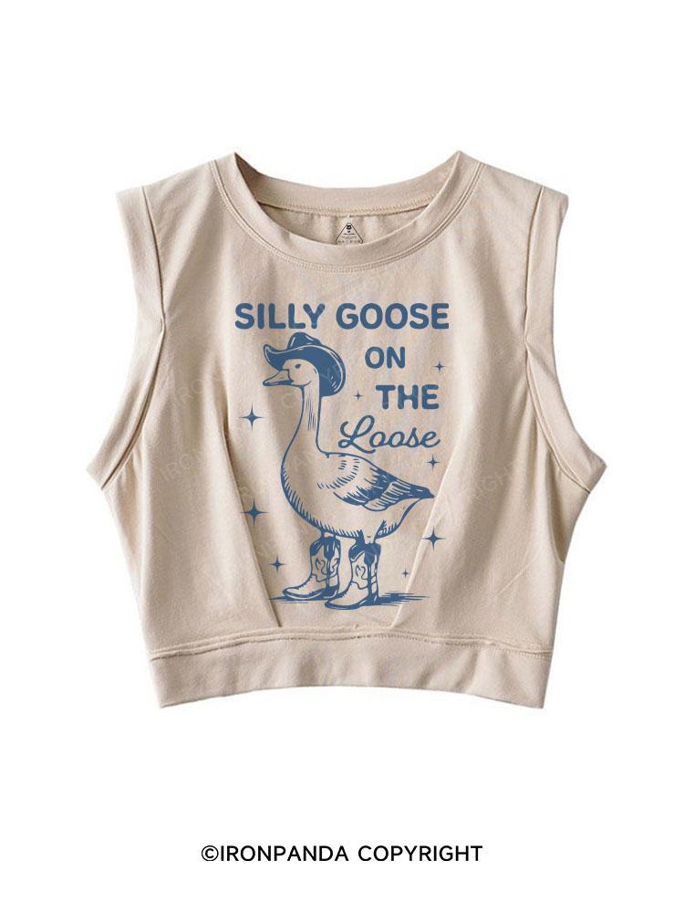 SILLY GOOSE ON THE LOOSE SLEEVELESS CROP TOPS