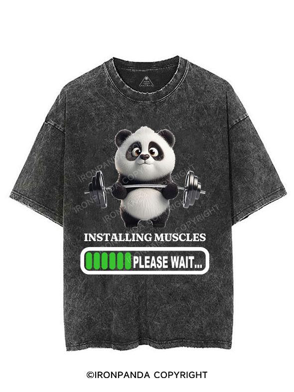 PANDA INSTALLING MUSCLES PLEASE WAIT VINTAGE GYM SHIRT