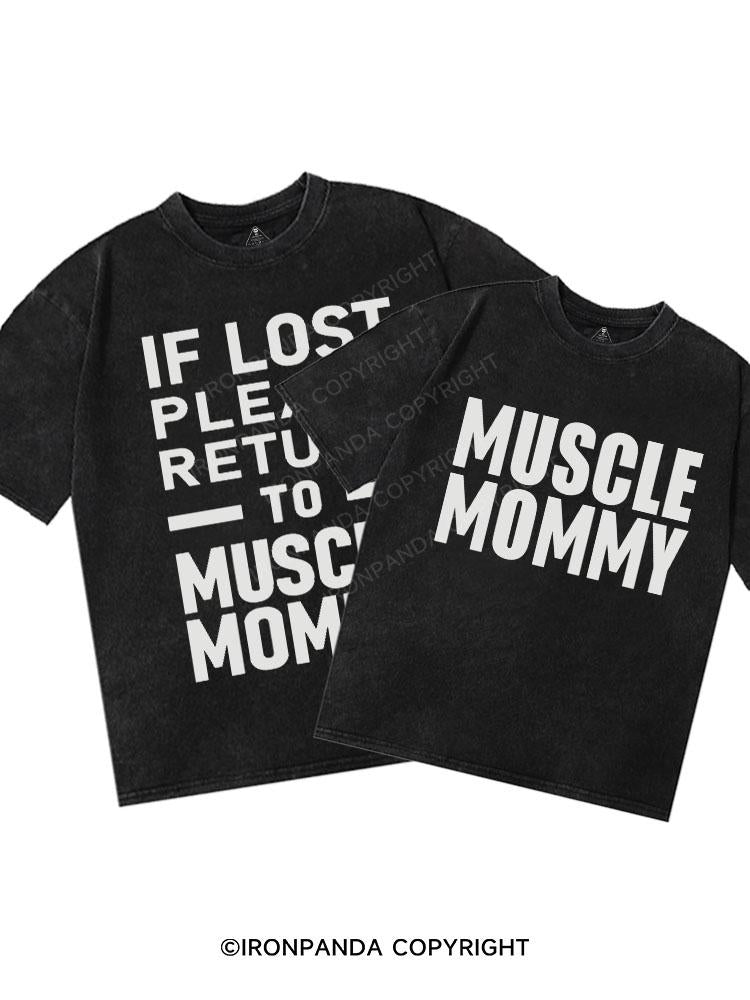 Muscle Mom  Matching Washed Matching Couple Gym Shirt
