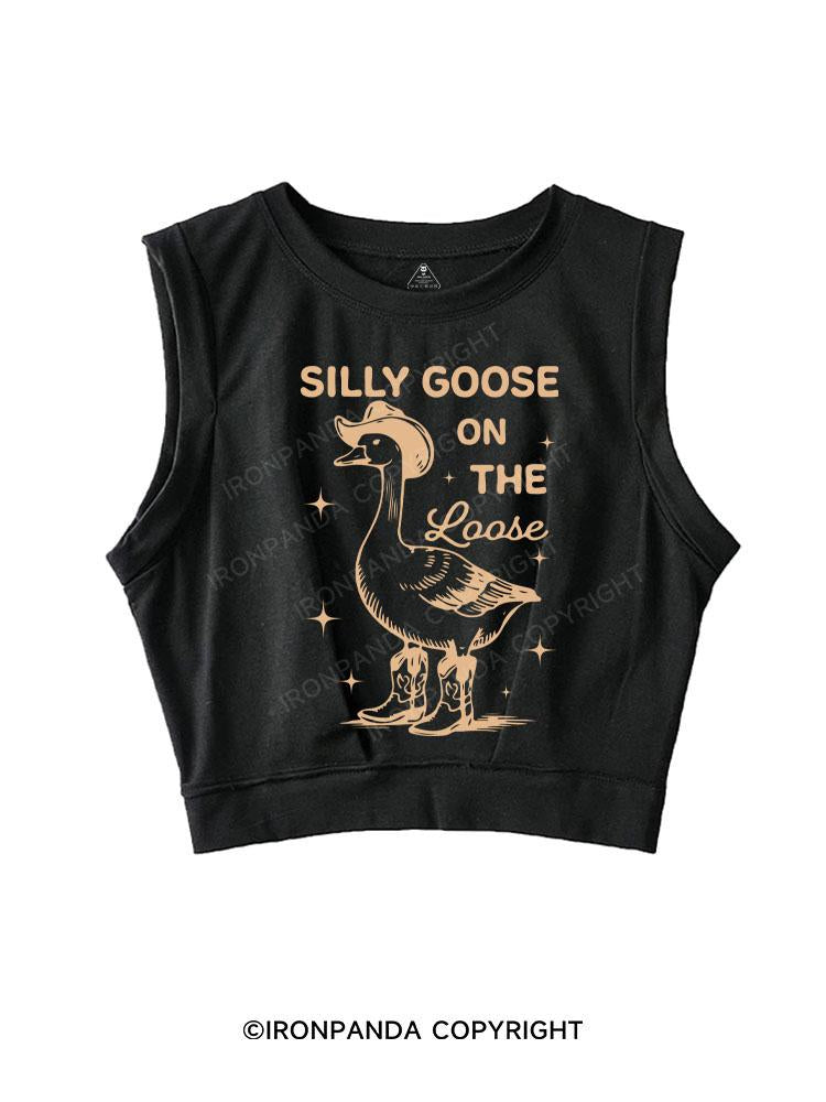 SILLY GOOSE ON THE LOOSE SLEEVELESS CROP TOPS