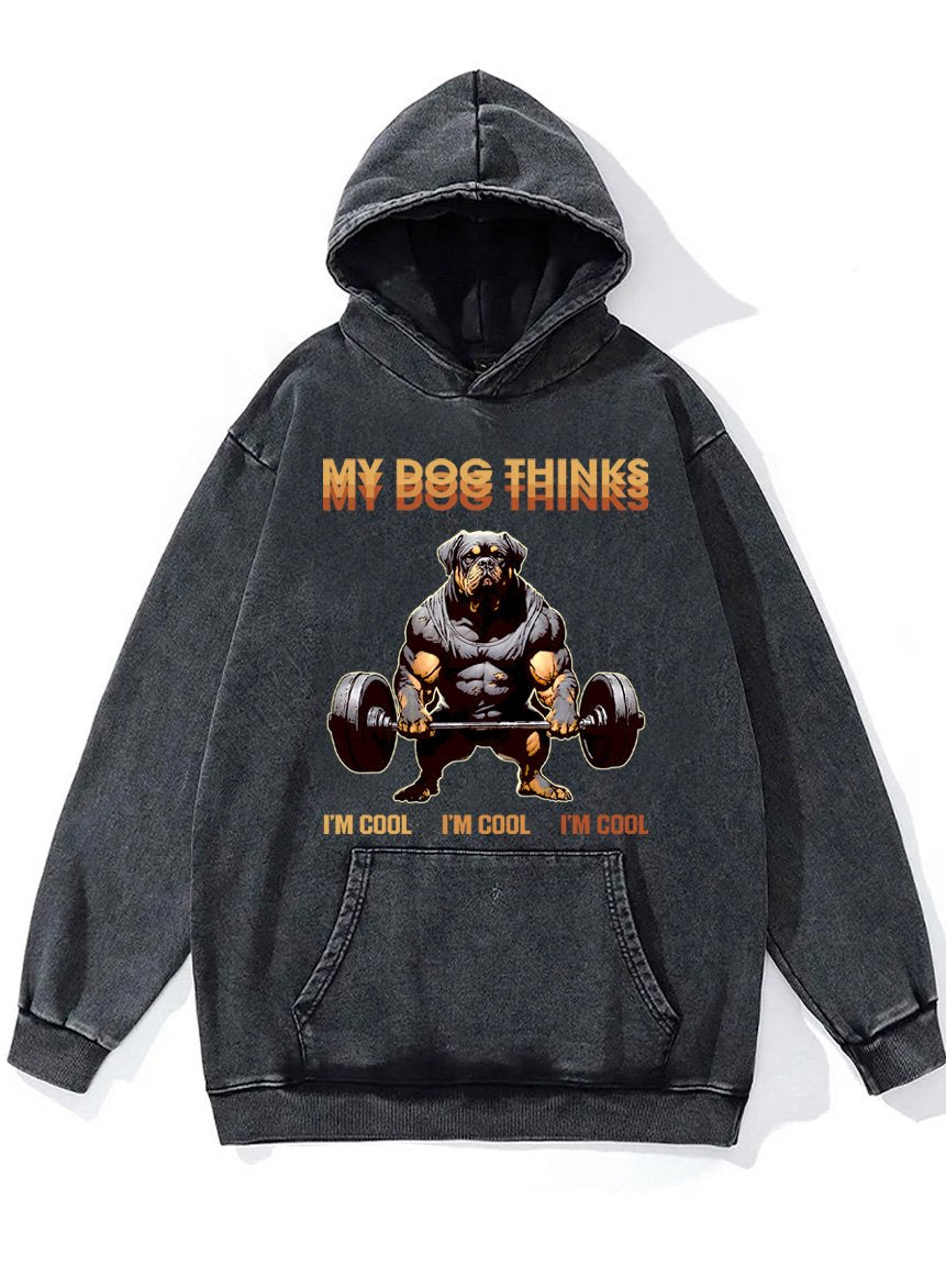 my dog thinks I'm cool Washed Gym Hoodie